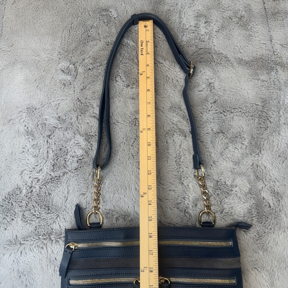 Spartina 449 ‎ Navy Gray Leather Suede Crossbody Bag Gold Hardware - Picture 11 of 15